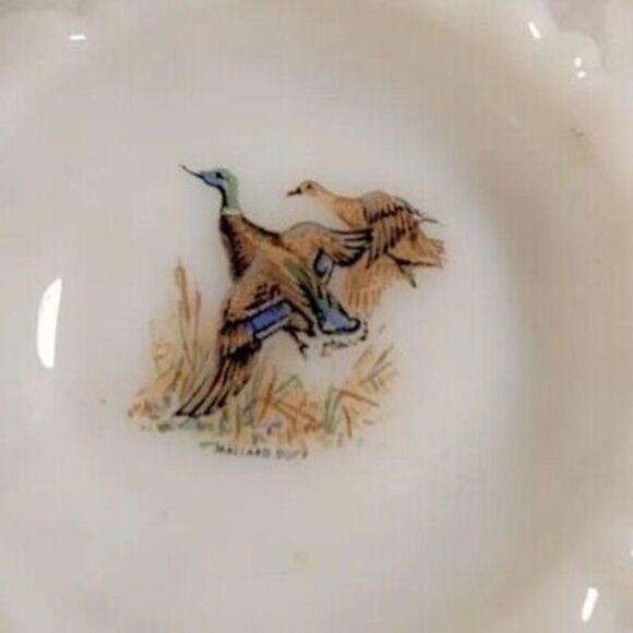 Vintage Anchor Hocking Fire King Milk Glass Ashtray Dish Mallard Duck - Picture 2 of 5